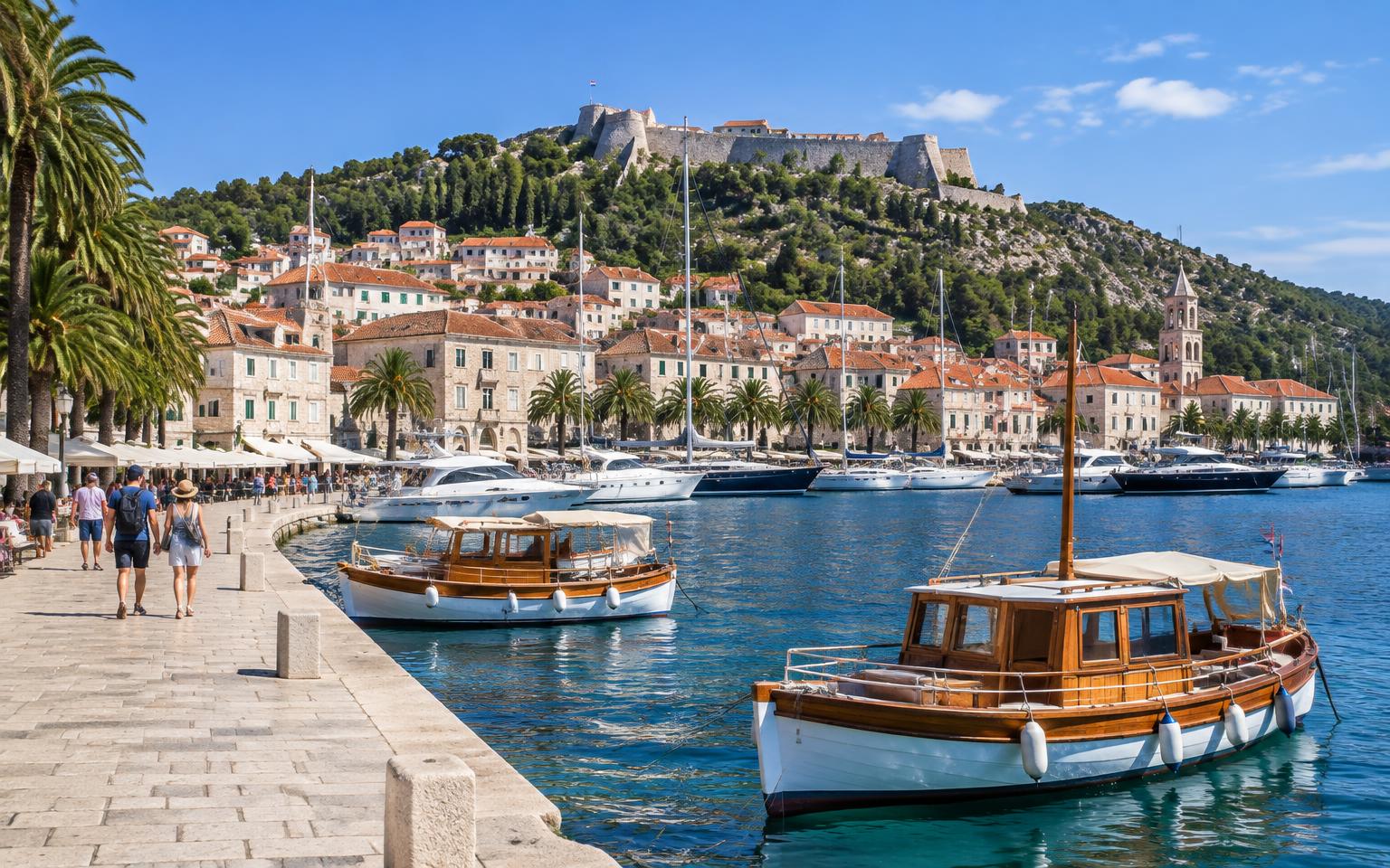 Hvar Town harbor on Croatia's Dalmatian Coast