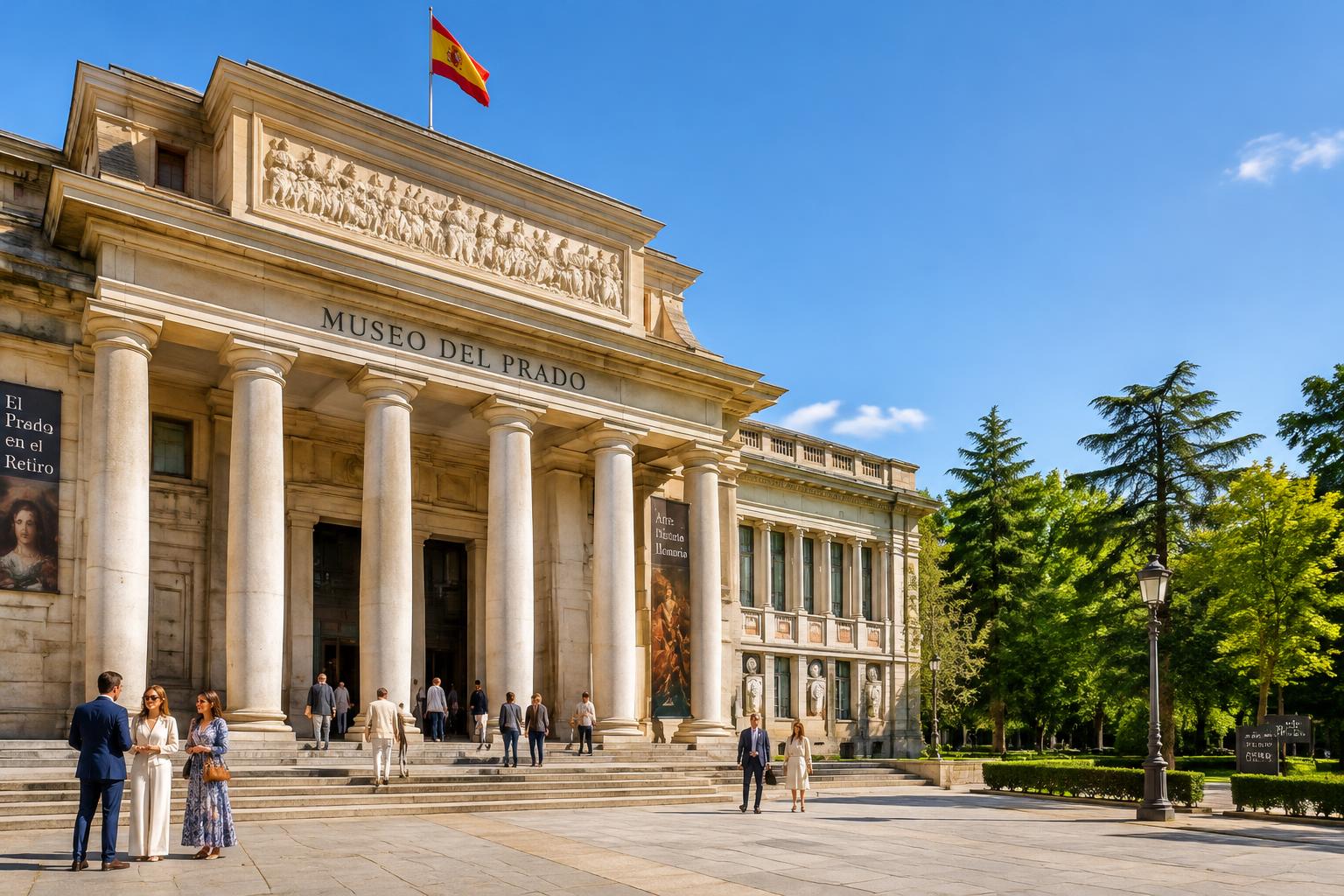 The Prado Museum in Madrid on a sunny morning